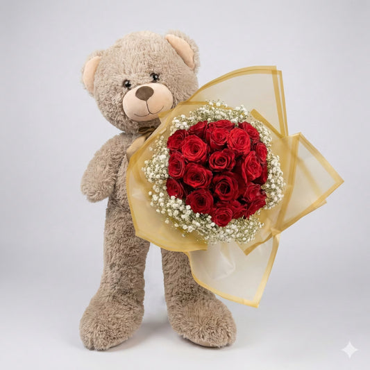 Combo Peluche + Ramo de Rosas